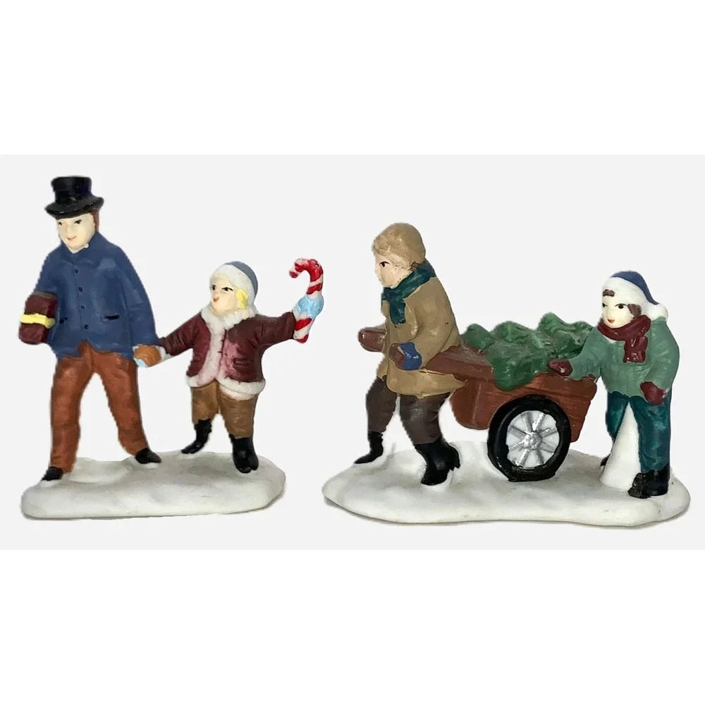 14 Christmas, Train Village Figures Oldtime Vendors Town Folk Porcelain Avg 2.5
